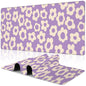 Purple Groovy Flowers Desk Mat,Large Vintage Floral Gaming Keyboard Mouse Pad,Non-Slip Rubber Base Desk Pad Thick Stitched Edges Waterproof Mousepad Mouse Mat 31.5"x11.8"