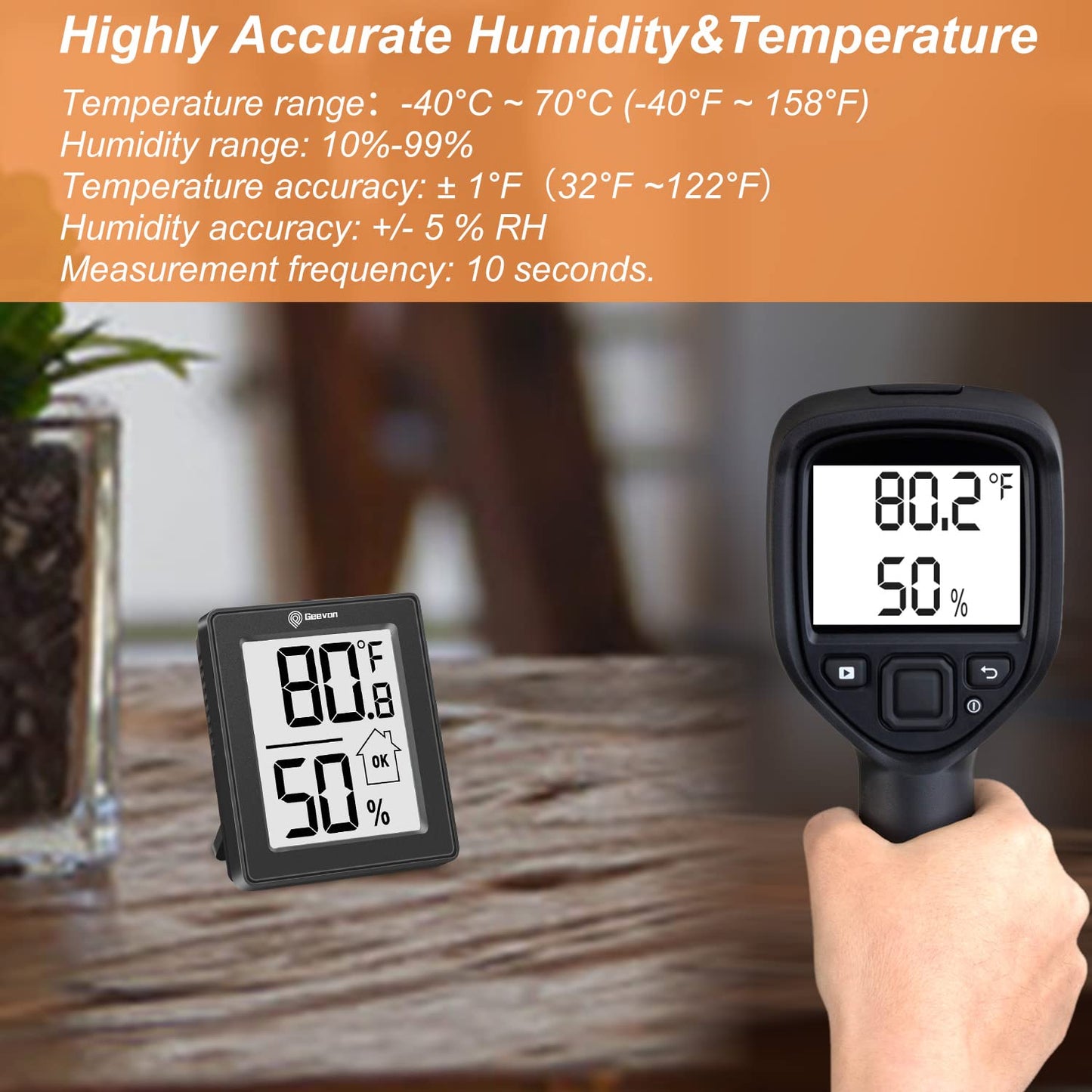 Indoor Thermometer 3Pcs with Battery Magnetic Stand Digital Humidity Gauge