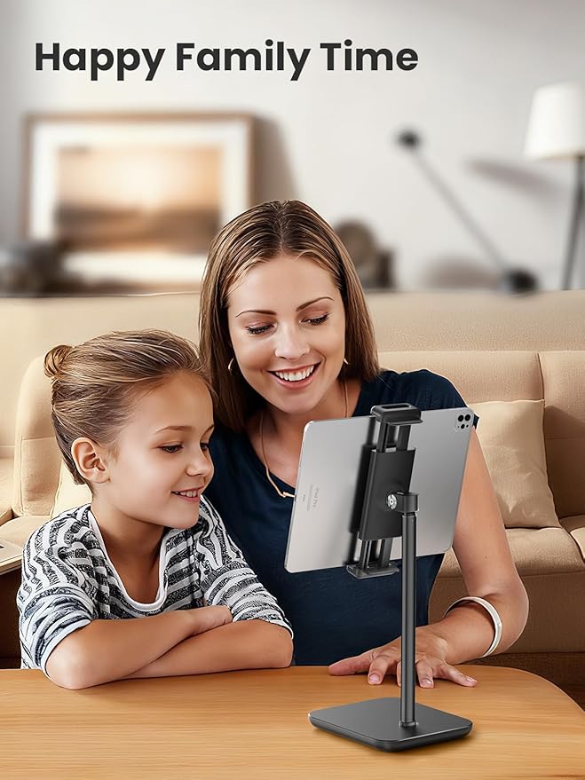 tounee Portable Monitor & Tablet Holder Stand, 4.4lb (2kg) Holding Strength, Height Adjustable Up to 18.11", Ideal for 4.7"-16" Devices (15.6" Portable Monitors, iPad, iPhone, Kindle) - Black