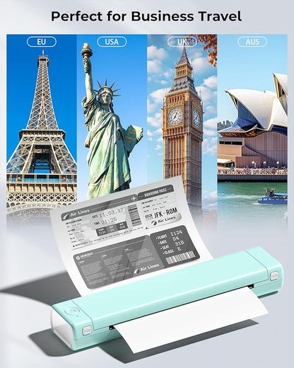 Phomemo M08F Portable Printers Wireless for Travel, Thermal Printer Support 8.5" X 11" US Letter Thermal Paper, Bluetooth Inkless Printer Compatible with iOS, Android, Laptop for Travel, Office, Home