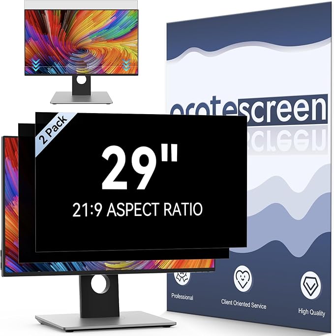 [2-Pack] 29 Inch Computer Privacy Screen Filter for 21:9 Widescreen Monitor, Removable Eye Protection Anti Glare Blue Light Filter Privacy Shield, Anti Spy Screen Protector Film 29 In