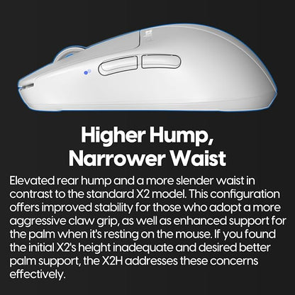 Pulsar Gaming Gears X2H mini Wireless Gaming Mouse, Ultra Lightweight 1.83 oz (52 g), Symmetrical, Optical Switch, 2.4 Ghz 1 ms, 26000 DPI, PAW3395 Sensor (Mini, Wireless, White)