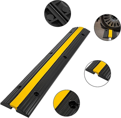 CXRCY Cable Protector Ramp 4 Pack of 1-Channel Rubber Hose Ramp, 22046Lbs Capacity Heavy Duty Speed Bumps Hose Cord Protector Ramps for Driveway&Outdoor/Wire/Hose/Pipe Hider