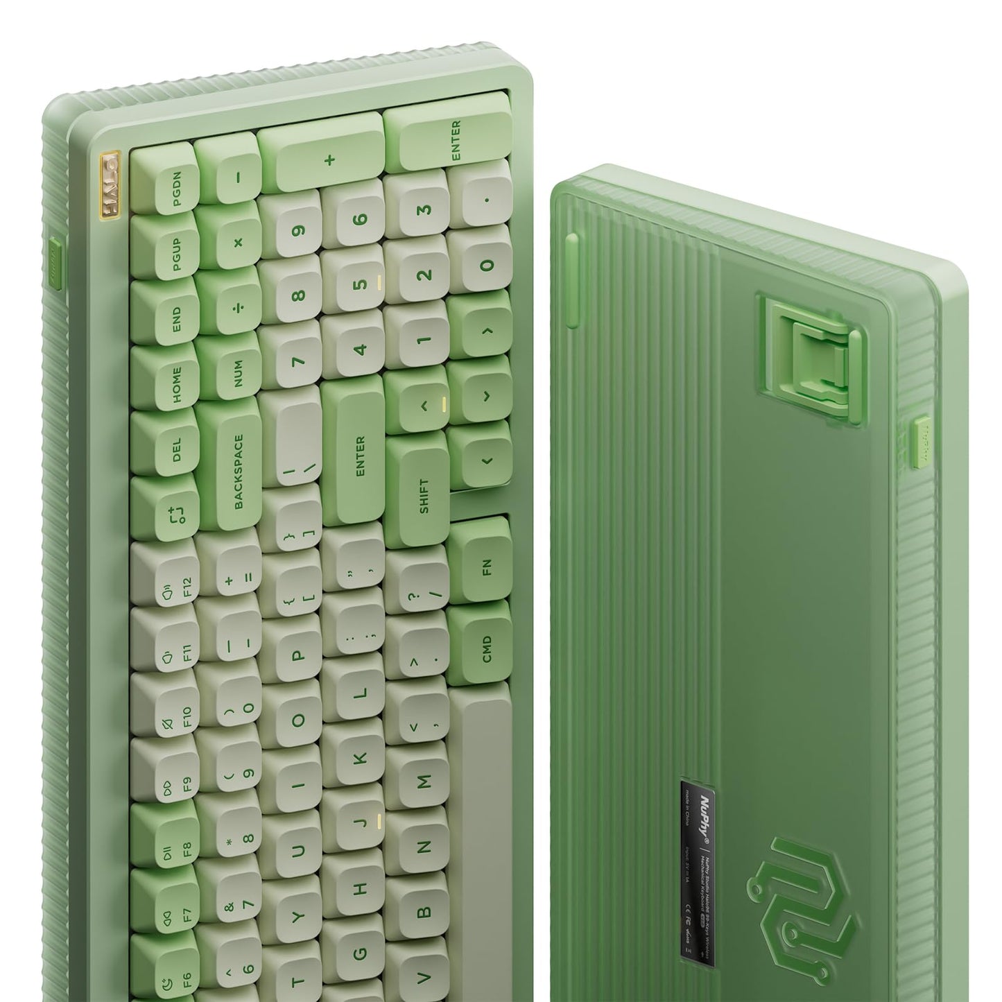nuphy Halo96 V2 Wireless Keyboard,Gasket Structure,96% Hot Swappable Gaming Keyboard, 99 Kyes RGB Backlit Mechanical Keyboard, Support QMK/VIA,Bluetooth/USB-C/2.4GHz-Green,Lemon Switches (55gf)