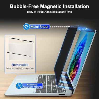 Magnetic Privacy Screen for 15 Inch Microsoft Surface Laptop 7, Removable Anti Glare Screen Protector, Blue Light Computer Filter, Anti Spy Easy Install
