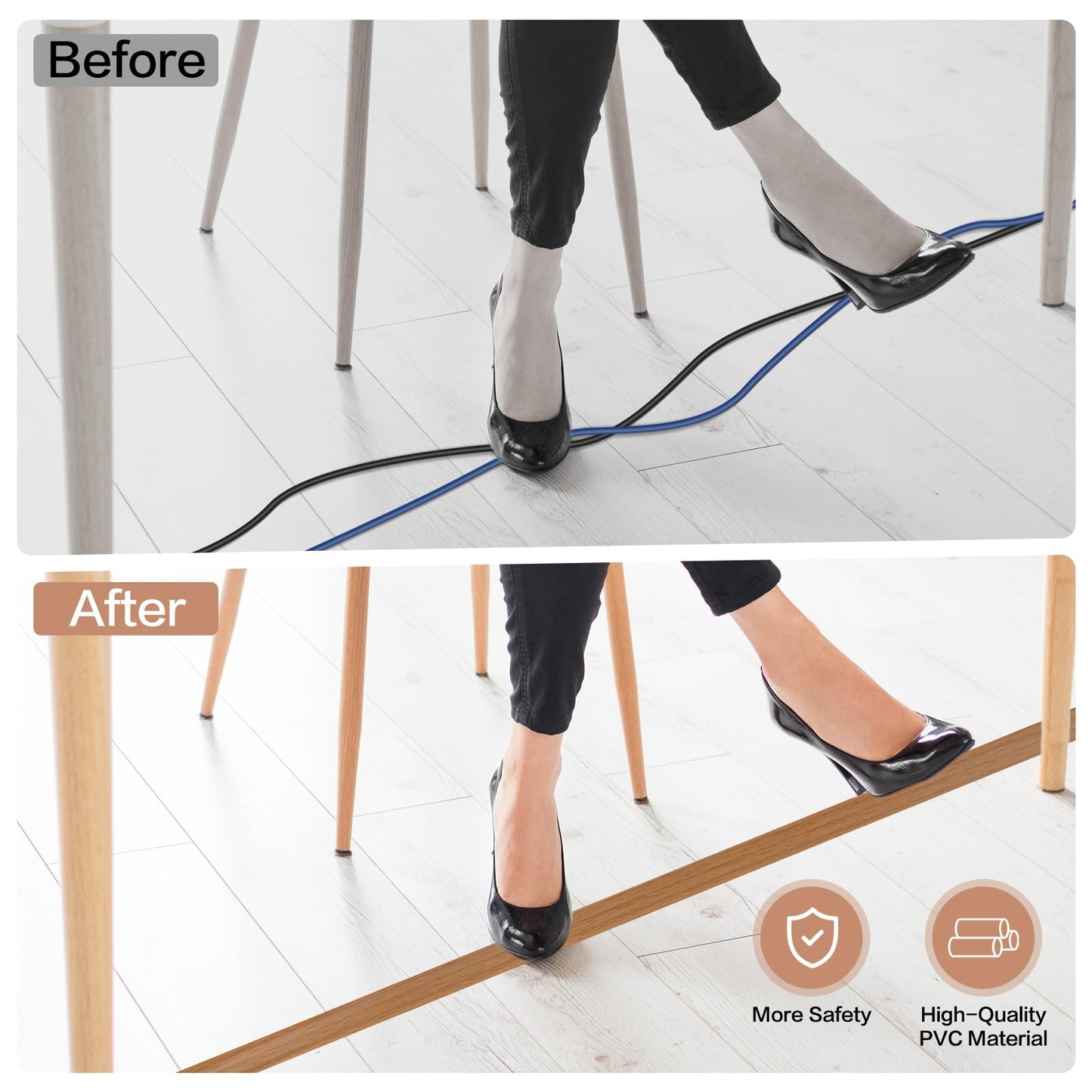 LSGCQ Floor Cord Cover Self Adhesive Cord Hider Floor Cable Management