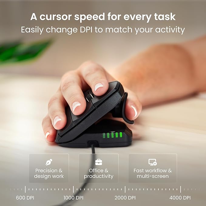 Contour Unimouse Ergonomic Vertical Mouse – Adjustable 35°-70° Angle, Customizable Thumb Rest, Wired, 6 Programmable Buttons, Ideal for All Day Comfort, Carpal Tunnel and Pain Relief