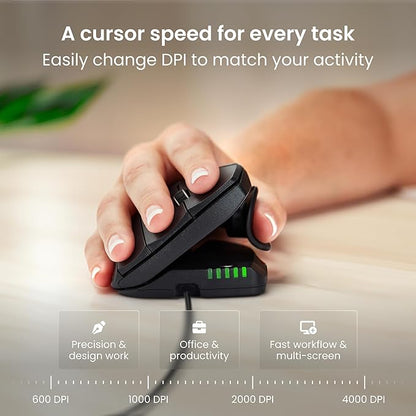 Contour Unimouse Ergonomic Vertical Mouse – Adjustable 35°-70° Angle, Customizable Thumb Rest, Wired, 6 Programmable Buttons, Ideal for All Day Comfort, Carpal Tunnel and Pain Relief