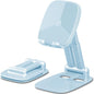 DEERLAMN Cell Phone Stand for Desk, Height Adjustable Cell Phone Holder Portable Desktop Stand, Travel Home Office Desk Accessories Compatible with iPhone 16/15/14/13/12/11 All Smartphone - Light Blue