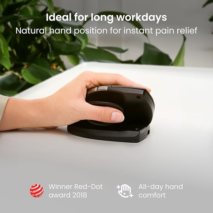 Contour Unimouse Ergonomic Vertical Mouse for Left Hand – Adjustable 35°-70° Angle, Customizable Thumb Rest, Rechargeable Battery, 6 Programmable Buttons, All Day Comfort and Pain Relief