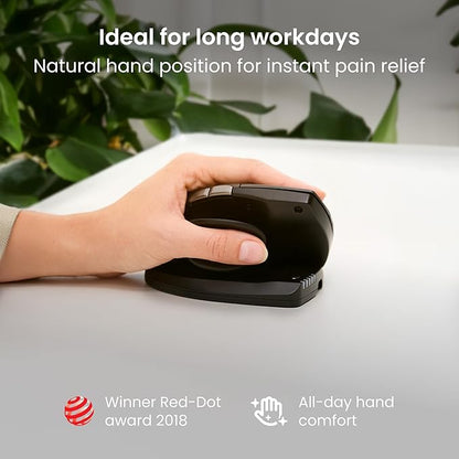 Contour Unimouse Ergonomic Vertical Mouse for Left Hand – Adjustable 35°-70° Angle, Customizable Thumb Rest, Rechargeable Battery, 6 Programmable Buttons, All Day Comfort and Pain Relief