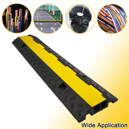 CXRCY Cable Ramp 3 Pack 2 Channel 11000lbs axle Capacity Floor Cord Cable Protector, Rubber Speed Bumps Hose Protector Ramps for Wire/Hose/Pipe Hider Driveway &Outdoor 40x10x2 inch(L x W x H)