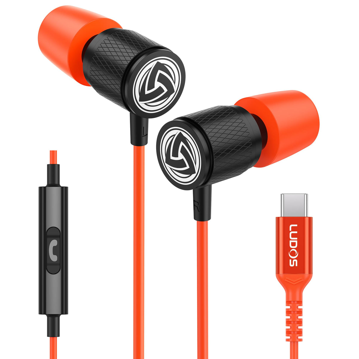 LUDOS Ultra Wired Earbuds in-Ear Headphones, 5 Years Warranty, Earphones with Mic, Noise Isolating Ear Buds, Memory Foam for iPhone, Samsung, School Students, Kids, Women, Small Ears - Turquoise