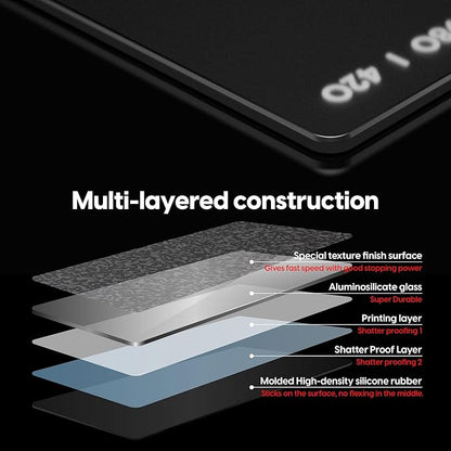 Pulsar - Superglide Premium Glass Mouse Pad XXL ALUMINO-Silicate Glass Surface Anti-Slip Fully Molded high-Density Silicone Rubber 38.5in x 16.5in (XXL, Black)