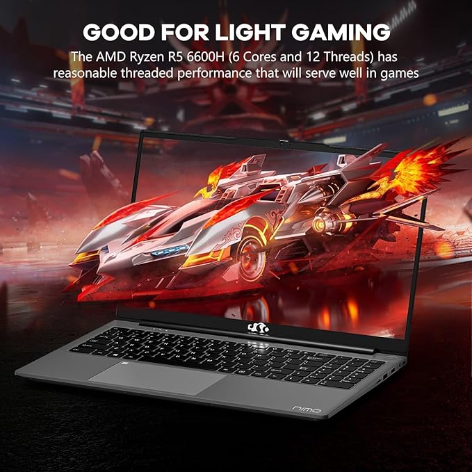 NIMO 15.6" IPS FHD-Gaming-Laptop, AMD Ryzen 5 6600H 6-Cores 660M GPU 64GB DDR5 RAM 1TB SSD(Beat i7-1165G7, Up to 4.5GHz) Computer with 100W GaN Type C Fingerprint Backlit Keyboard Win 11