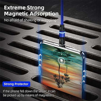 Magnetic Charging Cable (6-Pack,1.6+3.3+3.3+6.6+6.6+10ft) 540° Rotation Magnet Phone Charger USB C Cable 3A Fast Charging Magnetic Charger Cable with LED Light for Micro USB Type C Device