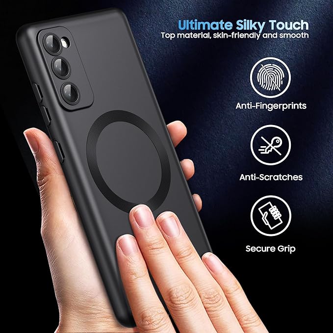 LEKEVO Magnetic for Samsung Galaxy S20 FE 5G Case 【Compatible with MagSafe】【Built-in Camera Lens Protector】 Slim Soft TPU Shockproof Phone Shell (Black)