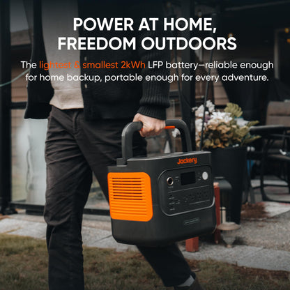 Jackery Solar Generator 2000 v2 with DC-DC Alternator Charger, 2042Wh/2200W LiFePo4 Portable Power Station, 20ms UPS Home Backup, USB-C PD 100W Fast Charging for Power Outages, Emergencies, Camping