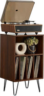 Arkrocket Huygens High Fidelity Bluetooth Record Player with Built-in Speakers Belt Drive Vinyl Turntable with Moving Magnet Cartridge, Bluetooth Input Output and Aux-in (Huygens Walnut + Audio Rack)