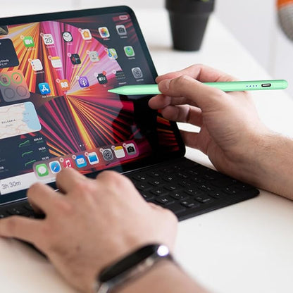 Active Stylus Pens for Touch Screens Magnetic Type-C Charging Tablet Pen with 4 POM Tips iPad Pencil Stylus Pen for iPad/Pro/Air/Mini/iPhone/Samsung/Android and Other Smartphone Device-Green