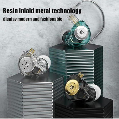 keephifi KZ EDX Pro in Ear Monitors KZ IEM Earphones with Microphone, Dual DD HiFi Stereo Sound Wired Earphones Noise Cancelling Earbuds (Cyan, with Mic)