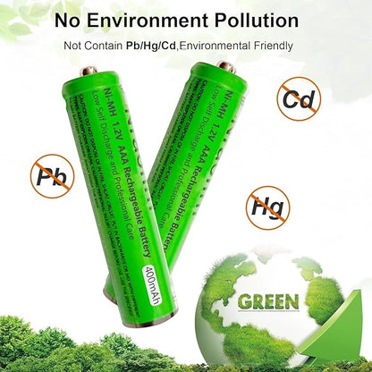 8 Pack Ni-MH AAA Rechargeable Batteries 400mah AAA Ni-MH Rechargeable Batteries 1.2V for Panasonic Cordless Phones, Remote Controls, Electronics