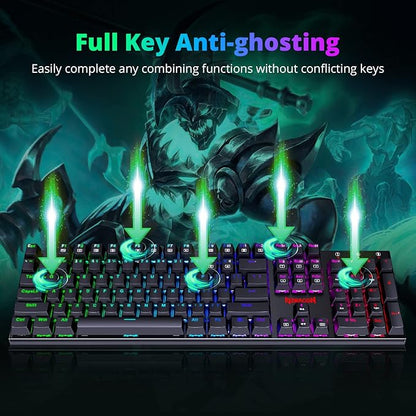 Redragon Mechanical Gaming Keyboard with Red Switches, Wired Keyboard Mechanical with RGB Backlit, Fully Progammable, Durable Aluminum Frame, Anti-Ghosting for PC Windows Mac, K565, Black