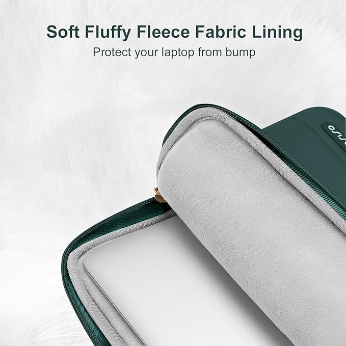 MOSISO 15-15.6 inch Laptop Case, 16 inch Puffy Laptop Sleeve Compatible with MacBook Pro 16, HP Dell ASUS Acer Toshiba Lenovo Notebook Computer, Polyester Horizontal Bag with Small Case, Peacock Green