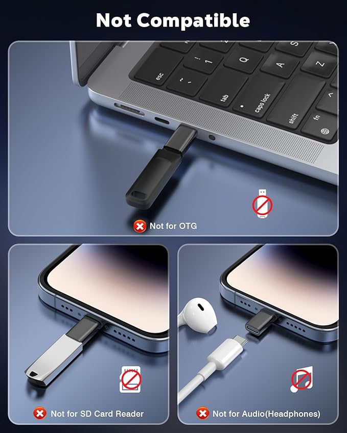 MoKo USB C to Lightning Adapter 4 Pack, Not for Audio/OTG, Lightning Male to USB C Female Adapter for iPhone 14/13/12/11/X Series, iPad/AirPods, Charging & Data Sync, with Anti-Lost Loop, Black