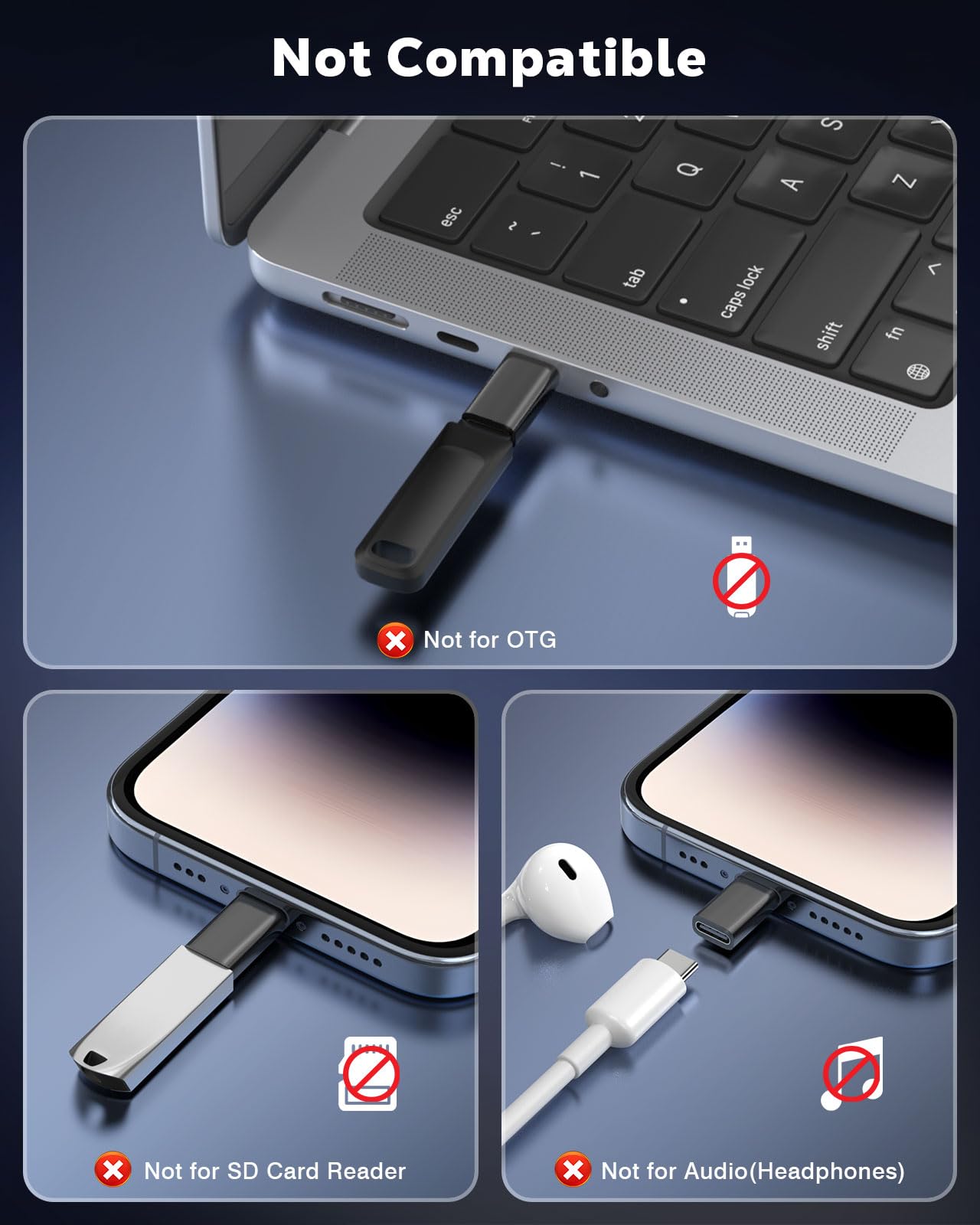 MoKo USB C to Lightning Adapter for iPhone 14/13/12, 2 Pack