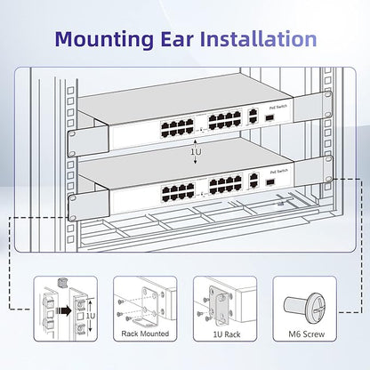 Rack Mount Kit for 17.3 inch Switches, Adjustable Rack Ears for Buffalo Tech, Cisco, NETGEAR,Dell, D-Link, Linksys and TRENDnet Products, Adjustable Hole Distance 13-35mm