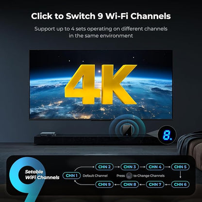 Wireless HDMI Transmitter and Receiver 4K 30Hz, 400FT/120M Long Range, 9 Adjustable Channels, 1TX to 3RX– Stream HD Video/Audio from Laptop, PC, Camera to TV, Projector, Monitor