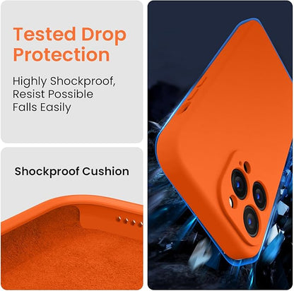 FireNova Designed for iPhone 13 Pro Case, Silicone Upgraded [Camera Protection] Phone Case with [2 Screen Protectors], Soft Anti-Scratch Microfiber Lining Inside, 6.1 inch, Neon Orange