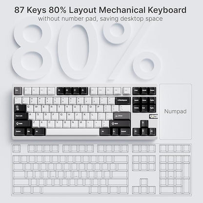 Chilkey ND TKL Aluminum Mechanical Keyboard, 87 Keys Tenkeyless Wireless Gaming Keyboard, Tri-Mode BT5.3/2.4GHz/USB-C PBT Keycaps Hot Swappable Custom Key Board for Windows Laptop Office PC