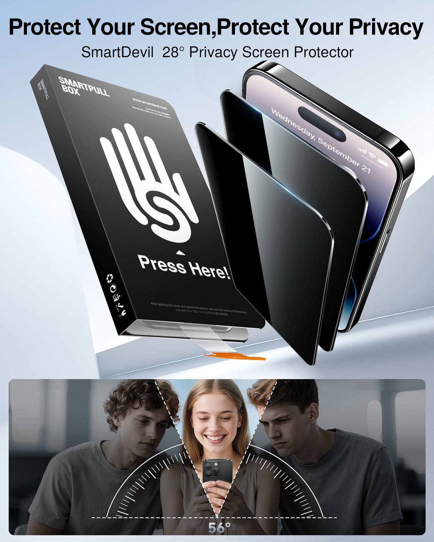 SMARTDEVIL 2 Pack for iPhone 14 Pro Privacy Screen Protector