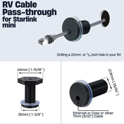 RV Cable Pass Through kit for Starlink, Camper Wall Cable Grommet 75mm 2pcs