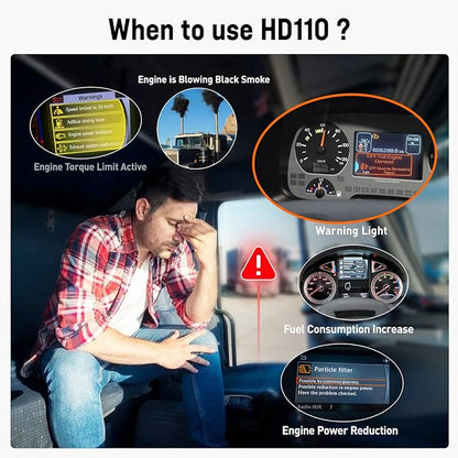 ANCEL HD110 Heavy Duty Truck Scanner with DPF Regen and Reset for Detroit Paccar Engine, Full System HDOBD & OBD2 Scanner for Diesel Trucks Lifetime Free Updates