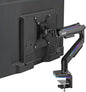 AVLT RGB Lights Single 17”-49” Gaming Monitor Arm Desk Mount, Fits One Flat/Curved/Ultrawide Screen up to 44lbs(20kg), Height Swivel Tilt Adjustable Stand - Black