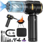 Handheld Vacuum Cordless 22000PA High Power Car Vacuum Cleaner with Brushless Motor 4-in-1 Portable Rechargeable Vacuum Air Blower Air Duster Pump for Car Home Pet Hair Office - Black