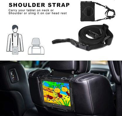 Samsung Galaxy Tab Active PRO 10.1 inch/Galaxy Tab Active4 PRO Case, Heavy Duty Rugged Shockproof Drop Protection Case with 360 Stand, Hand Strap & Shoulder Strap for SM-T540/T547/T630/T638 (Black)