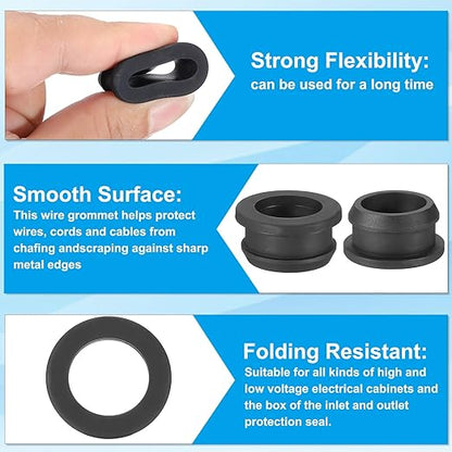 PATIKIL 22mm / 7/8 Inch Drill Hole,11/16 Inch ID Rubber Grommets, 3Pcs Top Hat Grommet for Wiring Eyelet Ring Gasket Automotive Firewall Cable Hole Plugs Wires Protection, Black