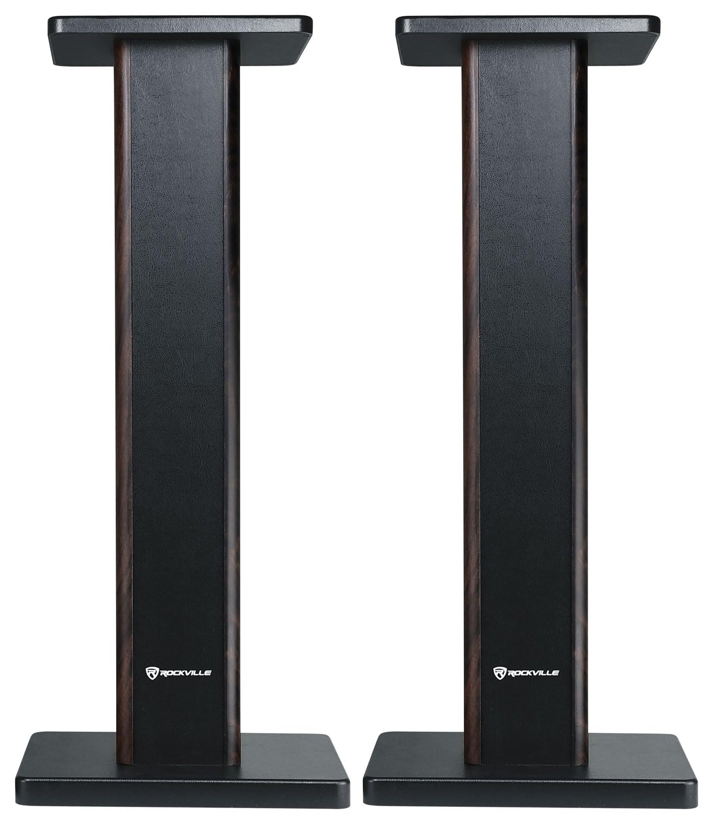 Rockville RHT28D Pair 28" Bookshelf Home Theater Speaker Stands, Dark Wood