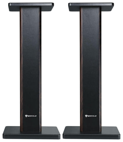 Rockville RHT28D Pair 28" Bookshelf Home Theater Speaker Stands, Dark Wood
