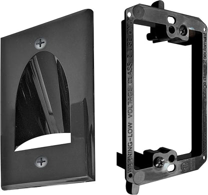 BestMounts - 1 Pack In Wall Cable Management Kit - Recessed Wall Plate Cable Pass Through Pair with Single Gang Low Voltage Mounting Bracket - TV Cord Hider for Wall Mounted TV ETL Listed