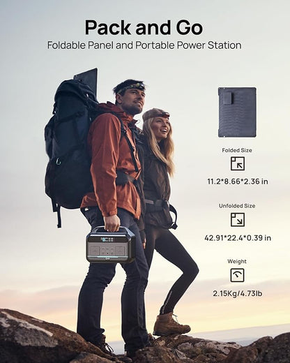 Solar Generator 600W (1200W Peak), Portable Power Station with 100W Solar Panel, 576Wh LFP Battery with AC & DC Outlets, 1.5Hour Fast Charging for Home & Emergency, Hurricane, CPAP