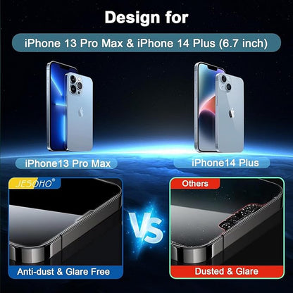 Screen Protector for iPhone 13 Pro Max/14 Plus [6.7 Inch], Colorless Anti-Blue Light Tempered Glass Films, HD Clear, 9H Hardness, No Bubbles, Case Friendly,2 pcs