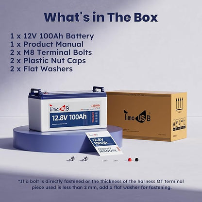12V 100Ah LiFePO4 Battery, 4000+ Deep Cycle Lithium Battery, Built-in 100A BMS, Ideal for Trolling Motor, RV, Solar Panel Systems, and Off-Grid Power Solutions