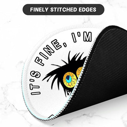 ITNRSIIET Round Mouse Pad with Stitched Edge Premium-Textured Waterproof Non-Slip Rubber Base Desktop Protection Mat Diameter 8.7 inches, Funny Black Cat