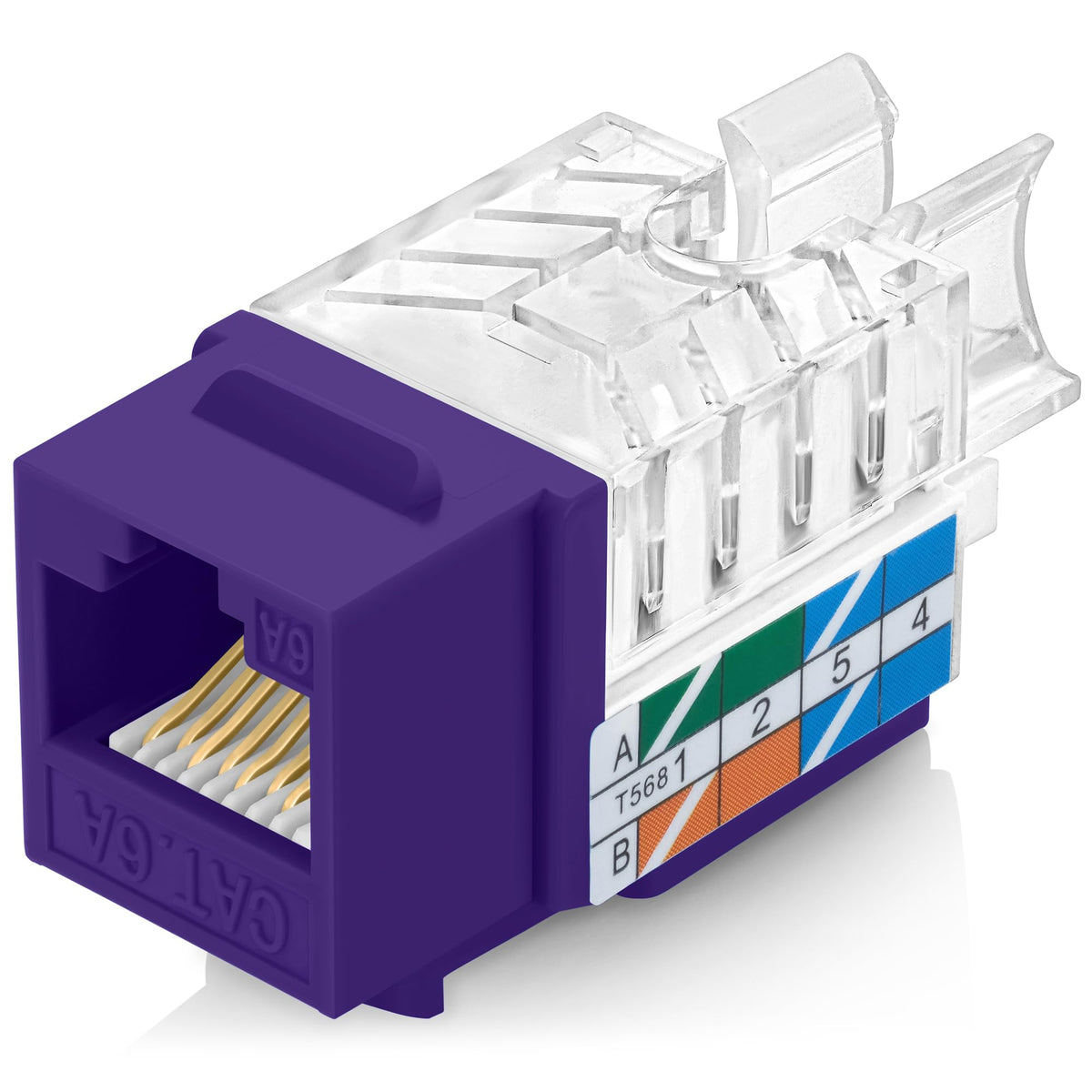 Everest 45 Degree RJ45 Cat6 Keystone Jacks Slim Profile 20-Pack Orange