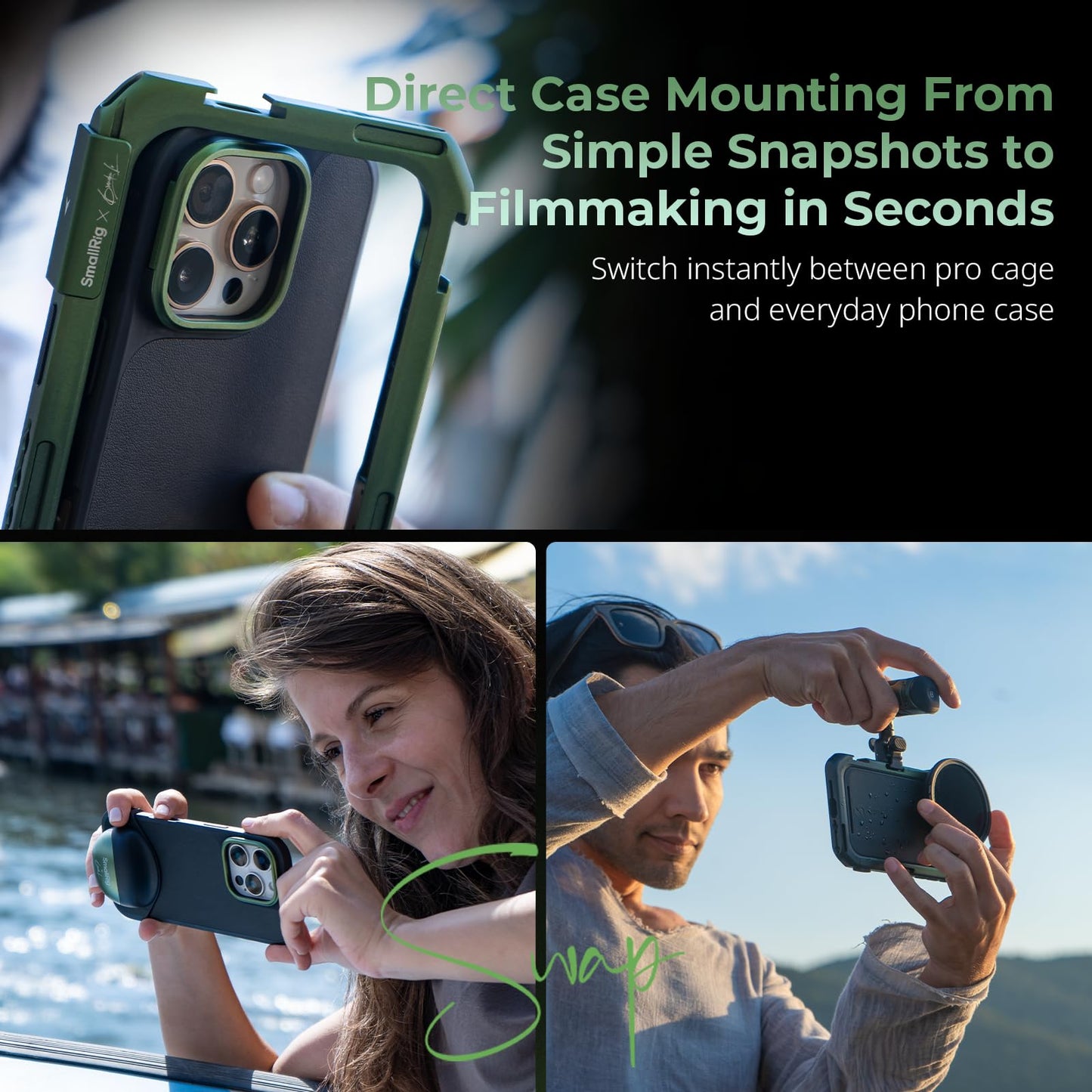 SMALLRIG x Brandon Li Mobile Video Kit for iPhone 16 Pro, Phone Cage with Lightweight Case, Rotatable Wireless QR Handles, 67MM Magnetic VND Filter Kit, Support for MagSafe - 5002